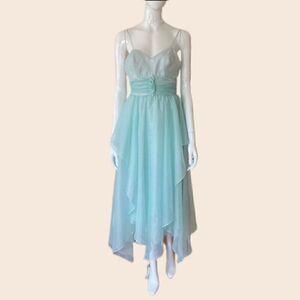 Vintage Fairycore Turqoise Rosette Formal Dress Size XS